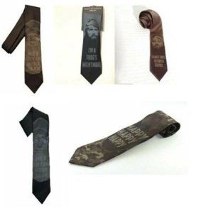 Mens Duck Dynasty Necktie Lot of 5 Ties Variety Ties A&E Black Brown Lined